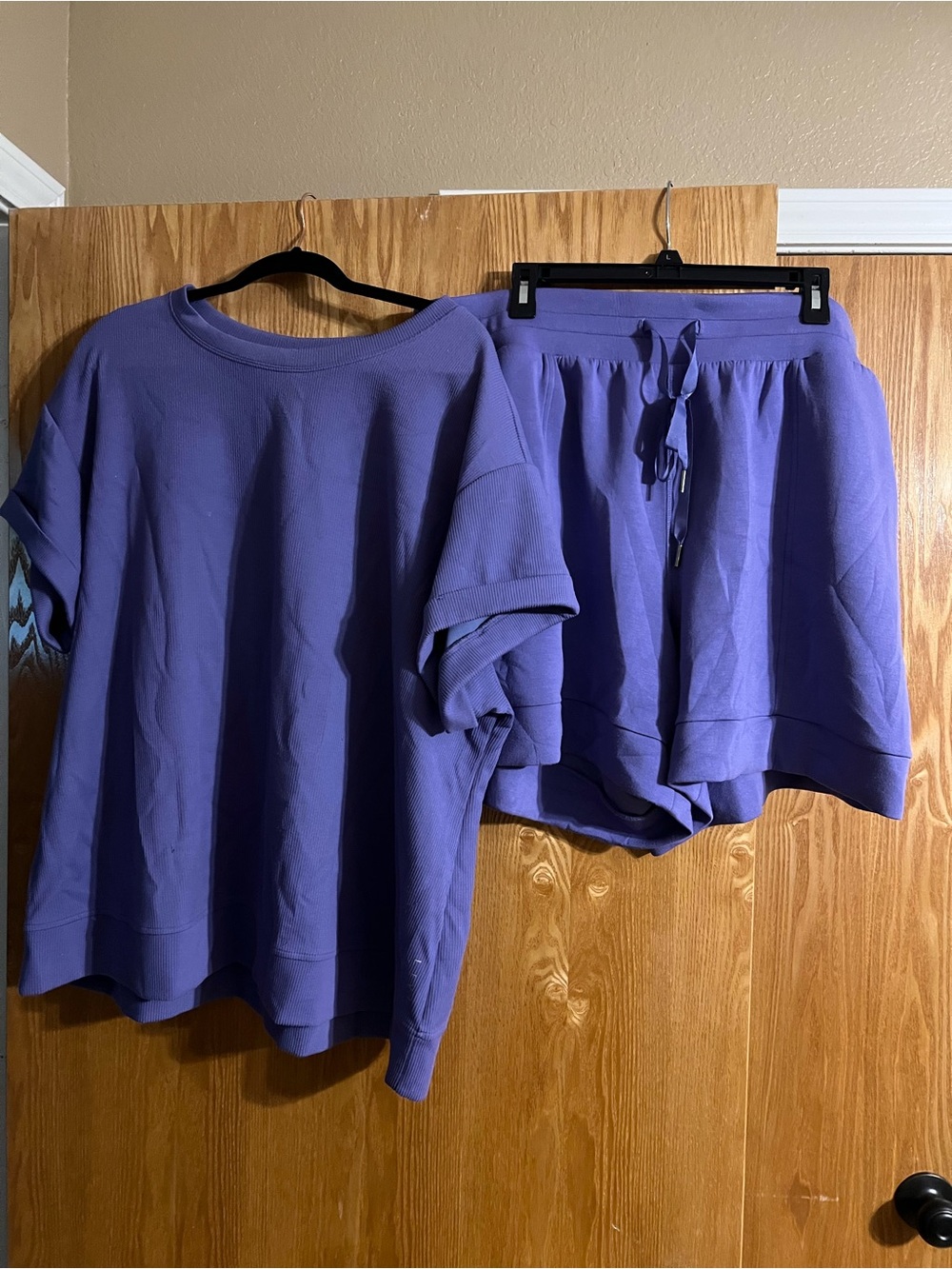Lane Bryant Purple Kids Short Sleeve Sweatshirt & Drawstring Shorts Set